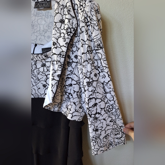 Alex Evenings Jacket and Tank Dress Two Piece Set. Black/White Womens size 16W - Picture 3 of 12